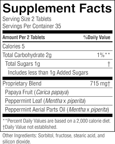 papaya mint tabletas masticables sabor agradable