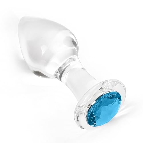 plug anal de cristal azul claro
