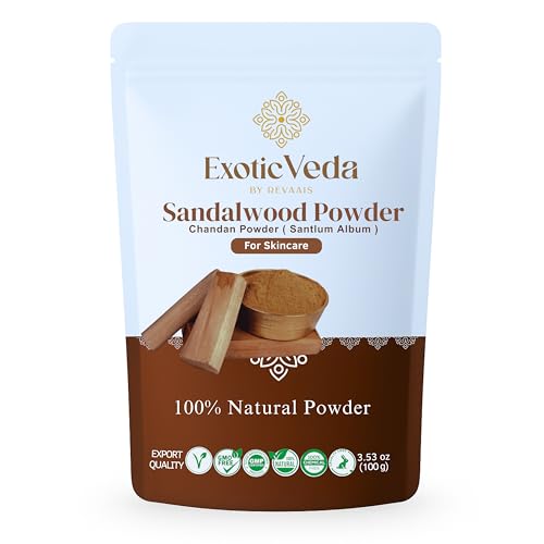 Polvo de Sándalo 100% Puro (Chandan) – Paquete Facial Ayurvédico, Máscara y Tilak para Piel Radiante, Polvo Natural Limpiador y Calmante, 100 g - imagen 1