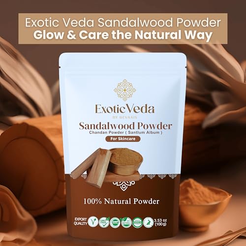 Polvo de Sándalo 100% Puro (Chandan) – Paquete Facial Ayurvédico, Máscara y Tilak para Piel Radiante, Polvo Natural Limpiador y Calmante, 100 g - imagen 3