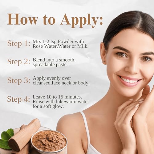 Polvo de Sándalo 100% Puro (Chandan) – Paquete Facial Ayurvédico, Máscara y Tilak para Piel Radiante, Polvo Natural Limpiador y Calmante, 100 g - imagen 5