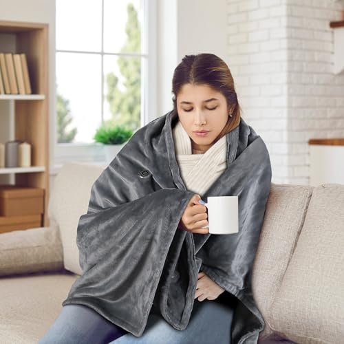 poncho eléctrico de franela gris