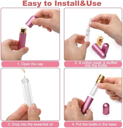 Set de 8 Inhaladores Personales de Aceites Esenciales Bekith, Reutilizables, de Aluminio y Vidrio, Portátiles con 20 Mechas de Algodón - imagen 4