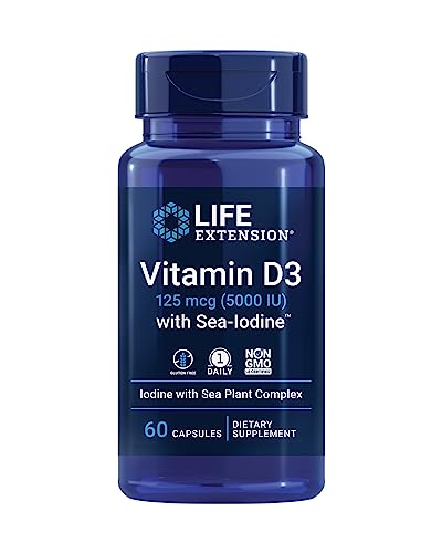 Life Extension Vitamina D3 con Sea-Iodine™, 125 mcg (5000 IU) – Apoyo Inmunológico, Salud Ósea y de Tiroides – 1 al Día, Sin Gluten, No OGM – 60 - imagen 2