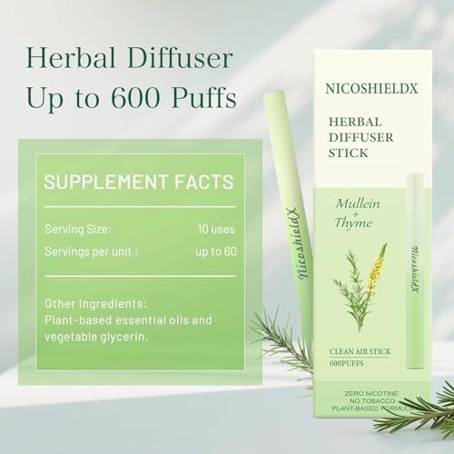 Varilla Difusora Herbal - Sin Electricidad - Herramienta Natural con Mullein, Tomillo y Menta para Limpieza Pulmonar y Confort Oral Refrescante - imagen 3