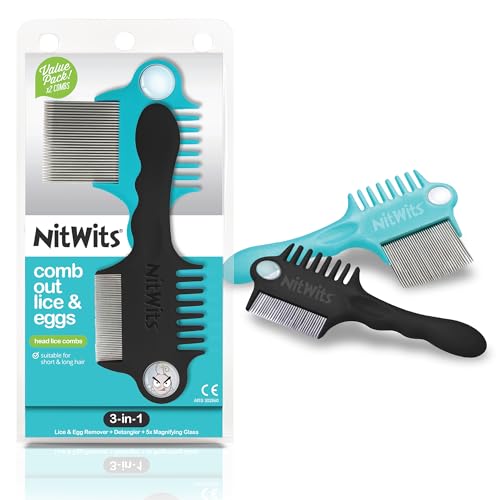 Peine NitWits para Piojos y Huevos 2 Piezas, Peine 3 en 1, Desenreda, Elimina Piojos y Huevos, Incluye Lupa 5x - imagen 2