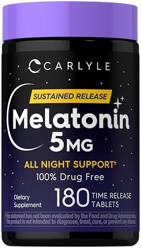 Carlyle Melatonina 5mg | 180 Tabletas de Liberación Prolongada | Suplemento de Soporte Nocturno | Vegano, No GMO, Libre de Gluten - imagen 1