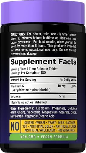 Carlyle Melatonina 5mg | 180 Tabletas de Liberación Prolongada | Suplemento de Soporte Nocturno | Vegano, No GMO, Libre de Gluten - imagen 2