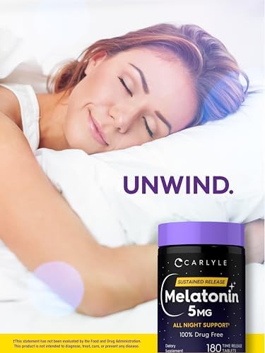 Carlyle Melatonina 5mg | 180 Tabletas de Liberación Prolongada | Suplemento de Soporte Nocturno | Vegano, No GMO, Libre de Gluten - imagen 6