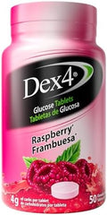 Tabletas de Glucosa Dex4, de Acción Rápida, 4g por Tableta, Sin Grasa, Sin Gluten, Sabor Frambuesa, Botella de 50 Contenidos - imagen 1