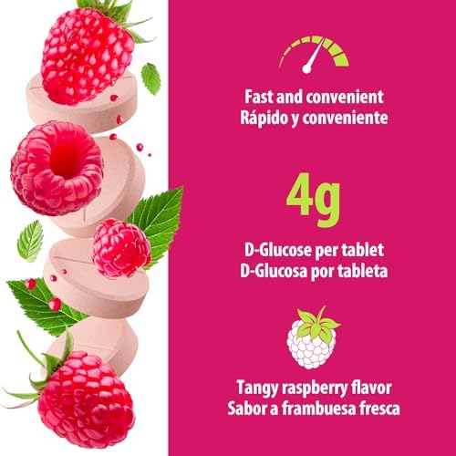Tabletas de Glucosa Dex4, de Acción Rápida, 4g por Tableta, Sin Grasa, Sin Gluten, Sabor Frambuesa, Botella de 50 Contenidos - imagen 2