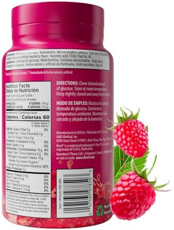 Tabletas de Glucosa Dex4, de Acción Rápida, 4g por Tableta, Sin Grasa, Sin Gluten, Sabor Frambuesa, Botella de 50 Contenidos - imagen 6