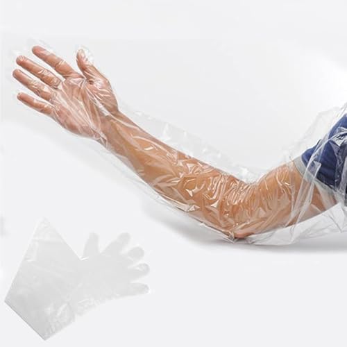 Guantes Desechables de Plástico Jcwto de 50 Piezas, Largos para Inseminación Veterinaria, Manga Completa de 35 Pulgadas, Transparentes y Resistentes - imagen 1