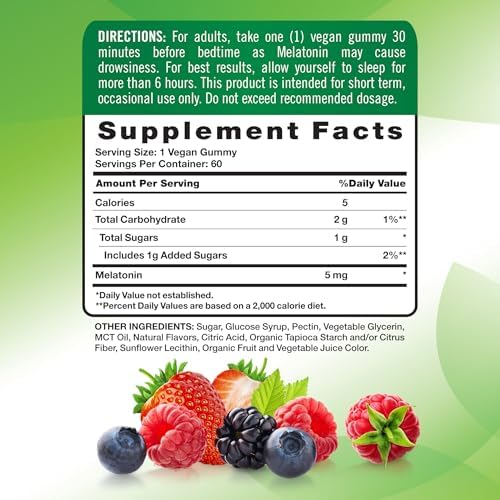 Gomitas de Melatonina Nature's Truth 5mg | 60 Piezas | Sabor a Frutas Mixtas | Suplemento Vegano, No GMO y Sin Gluten - imagen 2