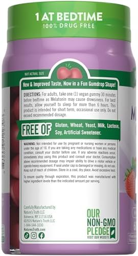 Gomitas de Melatonina Nature's Truth 5mg | 60 Piezas | Sabor a Frutas Mixtas | Suplemento Vegano, No GMO y Sin Gluten - imagen 7