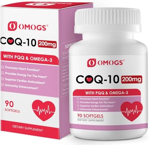 Suplementos OMOGS CoQ10 200mg en Softgels, Alta Absorción para la Salud del Corazón, Sistema Inmunológico y Energía Celular, 90 Softgels Sin Gluten - imagen 1