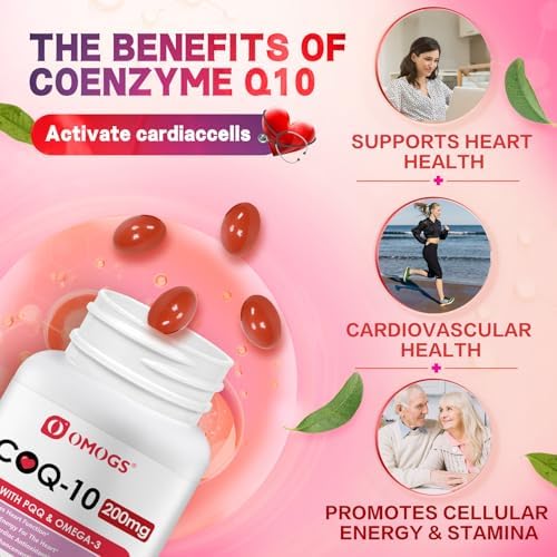 Suplementos OMOGS CoQ10 200mg en Softgels, Alta Absorción para la Salud del Corazón, Sistema Inmunológico y Energía Celular, 90 Softgels Sin Gluten - imagen 4