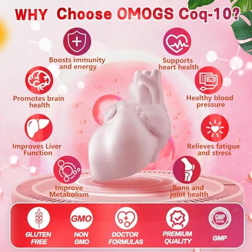 Suplementos OMOGS CoQ10 200mg en Softgels, Alta Absorción para la Salud del Corazón, Sistema Inmunológico y Energía Celular, 90 Softgels Sin Gluten - imagen 5