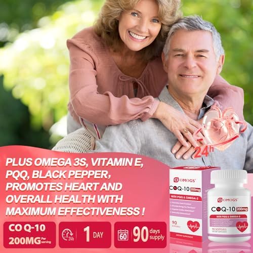 Suplementos OMOGS CoQ10 200mg en Softgels, Alta Absorción para la Salud del Corazón, Sistema Inmunológico y Energía Celular, 90 Softgels Sin Gluten - imagen 6