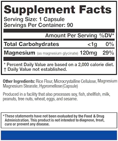 Cápsulas de Glicinato de Magnesio 120mg de NatureYours – Fórmula de Alta Absorción – Apoya la Salud Muscular y Ósea – Sin OGM, Sin Azúcar – 90 - imagen 3