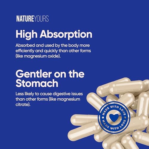 Cápsulas de Glicinato de Magnesio 120mg de NatureYours – Fórmula de Alta Absorción – Apoya la Salud Muscular y Ósea – Sin OGM, Sin Azúcar – 90 - imagen 5