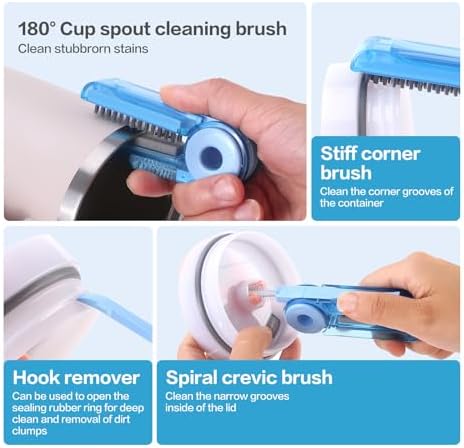 Kit de Limpieza de Tazas KEUYE 3 Piezas Compatible con Stanley, Incluye Cepillo de Nylon Extra Largo, Limpiador 3 en 1 para Botellas y Cepillo de - imagen 7