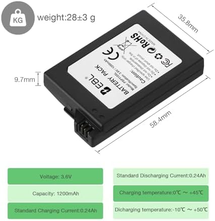 Batería Recargable EBL 3.6V de Ión de Litio 1200mAh (Capacidad Real) Compatible con Consolas PSP 2000/3000 PSP-S110 - imagen 4