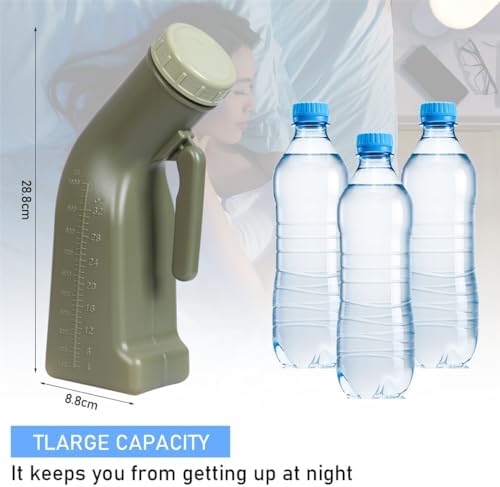 Orinales para Hombre Botella de Orina a Prueba de Derrames con Tapa de Rosca, Contenedor Portátil de 1000ML para Viajes y Ancianos - imagen 2