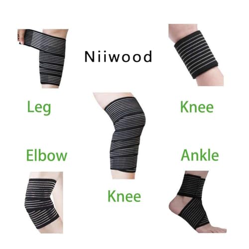 Faja de Compresión Elástica Extra Larga para Rodilla, Soporte para Piernas, Fasciitis Plantar, Dolor Articular, Deporte (Negro - 1 pieza) - imagen 3