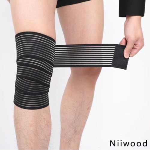 Faja de Compresión Elástica Extra Larga para Rodilla, Soporte para Piernas, Fasciitis Plantar, Dolor Articular, Deporte (Negro - 1 pieza) - imagen 6