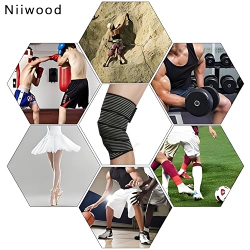 Faja de Compresión Elástica Extra Larga para Rodilla, Soporte para Piernas, Fasciitis Plantar, Dolor Articular, Deporte (Negro - 1 pieza) - imagen 7