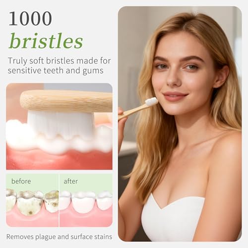 YD WINGTAI Cepillos de Dientes de Bambú 12 Piezas con Cerdas Sin BPA, Mango Biodegradable y Diseño Ergonómico para Cuidado Oral Natural - imagen 6