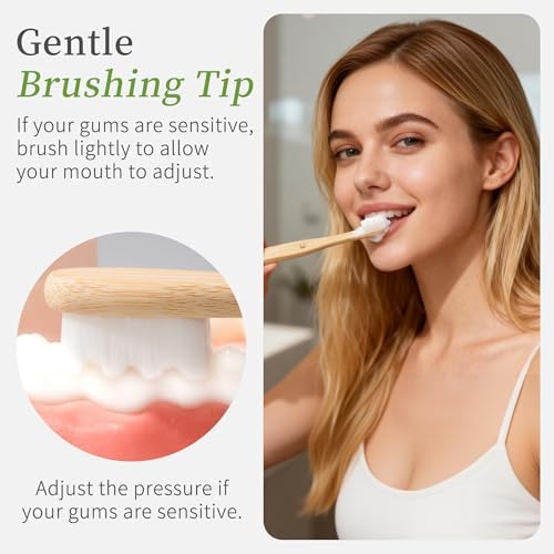 YD WINGTAI Cepillos de Dientes de Bambú 12 Piezas con Cerdas Sin BPA, Mango Biodegradable y Diseño Ergonómico para Cuidado Oral Natural - imagen 7