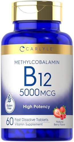 Carlyle Methylcobalamina Vitamina B12 5000mcg | 60 Tabletas de Disolución Rápida | Suplemento Vegetariano, Sin OGM y Sin Gluten para Adultos - imagen 1
