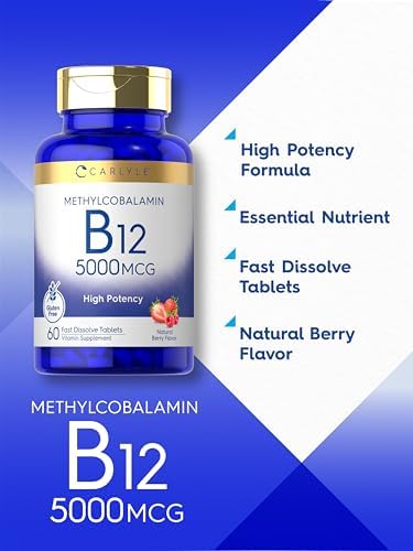Carlyle Methylcobalamina Vitamina B12 5000mcg | 60 Tabletas de Disolución Rápida | Suplemento Vegetariano, Sin OGM y Sin Gluten para Adultos - imagen 4