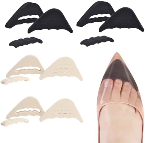 Plantillas para Zapatos, Relleno de Espuma, 4 Pares de Inserciones Ajustables para Zapatos Holgados, Negro y Beige - imagen 1