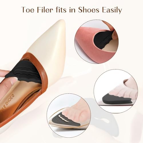 Plantillas para Zapatos, Relleno de Espuma, 4 Pares de Inserciones Ajustables para Zapatos Holgados, Negro y Beige - imagen 5