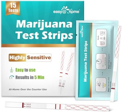 Tiras de Prueba de Marihuana Easy@Home, Paquete de 15, Pruebas de THC de Alta Sensibilidad para Uso en Casa, Kit de Prueba de Orina con Nivel de - imagen 1