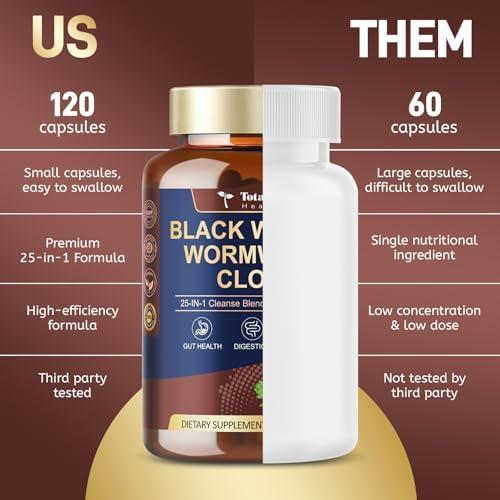 Totaria 120 Cápsulas 25 en 1 de Limpieza de Ajenjo, Nogal Negro y Clavo - Salud Digestiva y Hepática con Aceite de Semilla de Calabaza, Ajo y Orégano - imagen 6