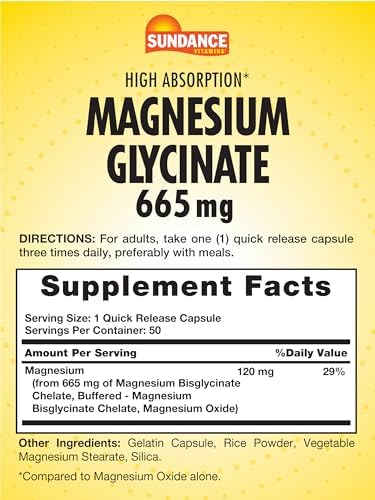 Cápsulas de Magnesio Glicinato Sundance | 665 mg | 50 Pastillas de Liberación Rápida | Suplemento Sin OGM y Sin Gluten - imagen 2