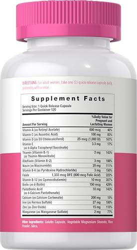 Vitaminas Prenatales Carlyle para Mujeres | 120 Cápsulas | Fórmula Multivitamínica y Mineral con Ácido Fólico | Suplemento Sin OGM y Sin Gluten - imagen 2