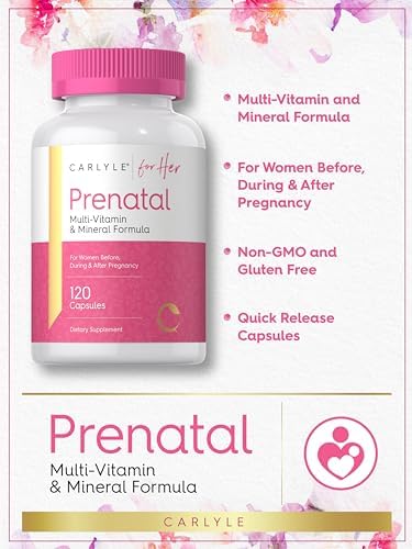 Vitaminas Prenatales Carlyle para Mujeres | 120 Cápsulas | Fórmula Multivitamínica y Mineral con Ácido Fólico | Suplemento Sin OGM y Sin Gluten - imagen 4