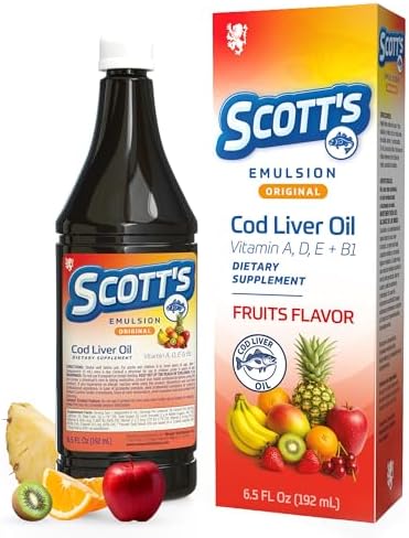 SCOTT'S EMULSION Aceite de Hígado de Bacalao Líquido para Niños – Sabor a Frutas – Apoya el Crecimiento, Inmunidad y Salud Ósea – Rico en Omega 3 y - imagen 1