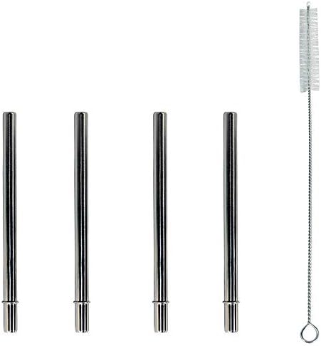 Popotes de Acero Inoxidable Extra Cortos de 5 para Termos Funtainer de 12oz, Cócteles, Vasos Pequeños o Tazas (Paquete de 4 + Cepillo de Limpieza) - imagen 1