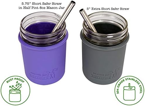 Popotes de Acero Inoxidable Extra Cortos de 5 para Termos Funtainer de 12oz, Cócteles, Vasos Pequeños o Tazas (Paquete de 4 + Cepillo de Limpieza) - imagen 3