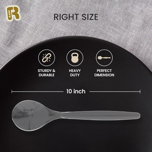 Paquete de 12 Cucharas de Plástico para Buffet - Cucharas Desechables Extra Grandes de 10 Pulgadas para Alimentos Fríos y Calientes - Utensilios - imagen 5