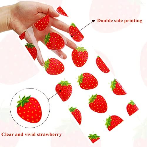 Bolsas de Fiesta de Fresa WILLBOND, 100 Piezas de Plástico Celofán con 100 Cintas para Decoración de Cumpleaños Temática (Rojo) - imagen 7