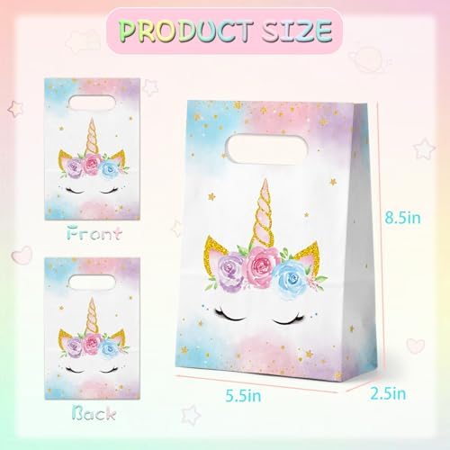 Bolsas de Regalo de Unicornio FRIDAY NIGHT, 24 Piezas, Decoración para Fiestas de Cumpleaños y Bautizos, Papel Acuarelado para Dulces - imagen 2