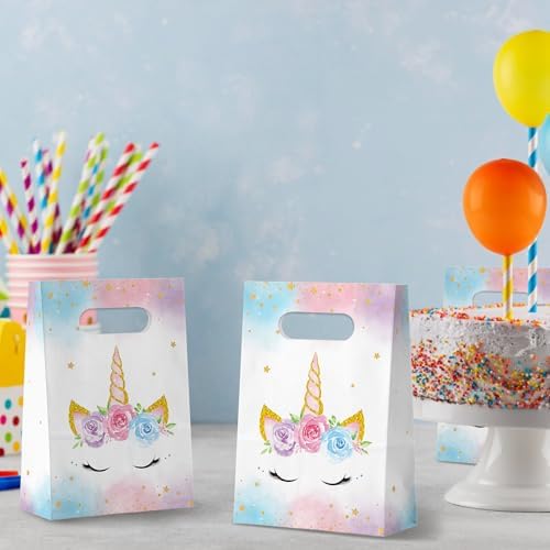 Bolsas de Regalo de Unicornio FRIDAY NIGHT, 24 Piezas, Decoración para Fiestas de Cumpleaños y Bautizos, Papel Acuarelado para Dulces - imagen 4