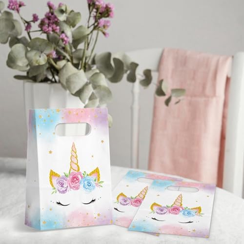 Bolsas de Regalo de Unicornio FRIDAY NIGHT, 24 Piezas, Decoración para Fiestas de Cumpleaños y Bautizos, Papel Acuarelado para Dulces - imagen 5